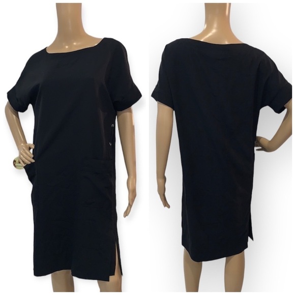ARITZIA Babaton black short sleeves pockets slit mini tunic dress size XXS - Picture 2 of 13
